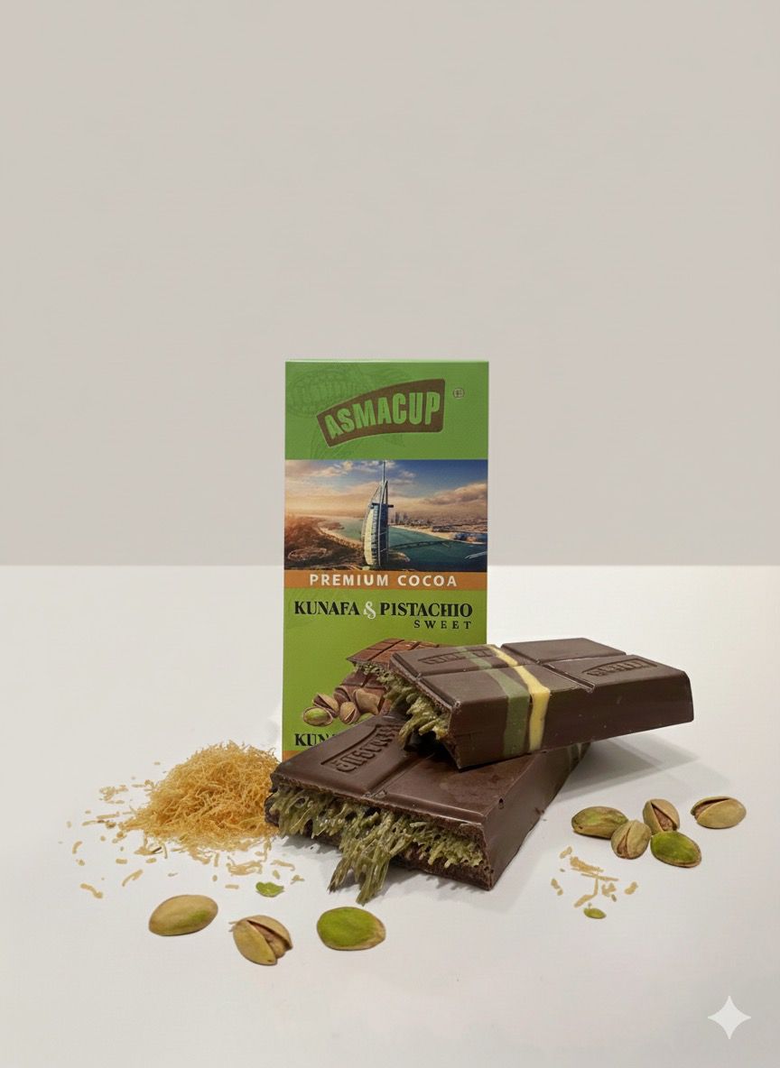 سناك هت أسماكب بار شوكولاتة دبي مع حشوة الفستق والكنافة